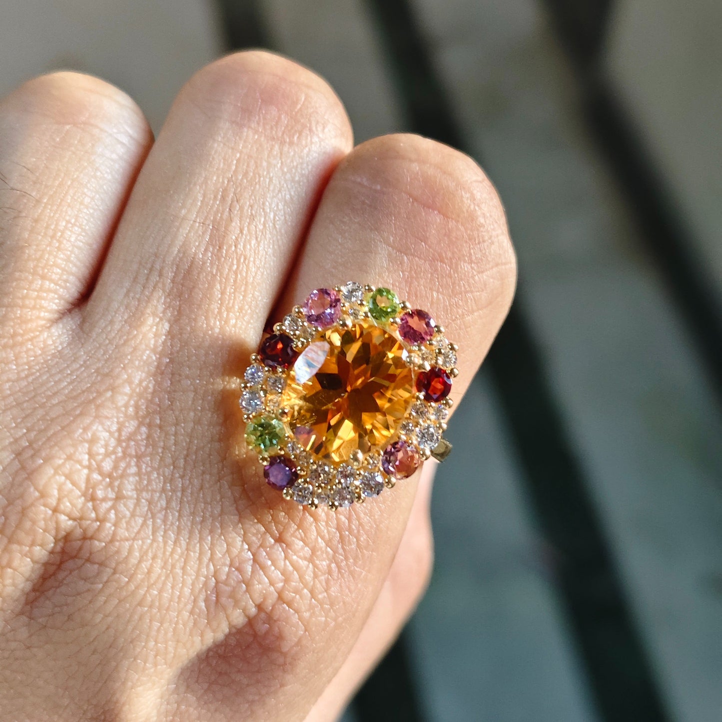 Sunburst Natural Citrine Ring