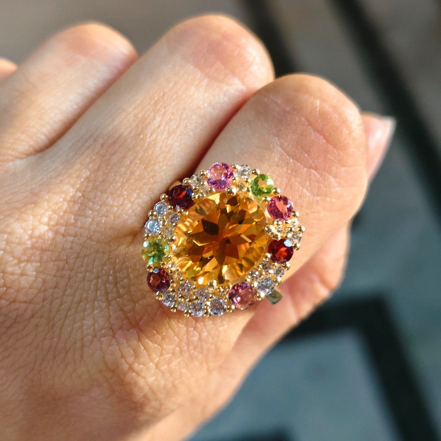 Sunburst Natural Citrine Ring