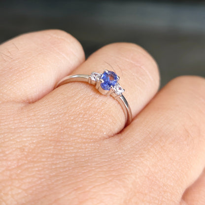 VertiOval Natural Tanzanite Silver Ring