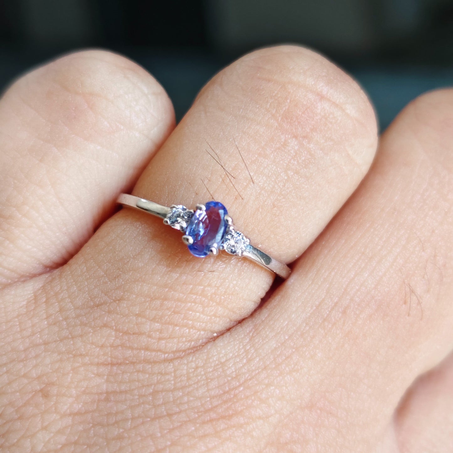 VertiOval Natural Tanzanite Silver Ring