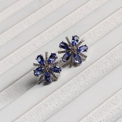 Tanza Bloom Natural Tanzanite Stud Earrings