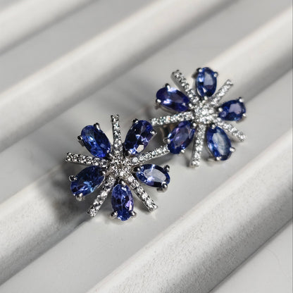 Tanza Bloom Natural Tanzanite Stud Earrings