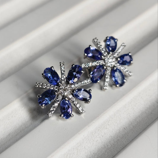 Tanza Bloom Natural Tanzanite Stud Earrings