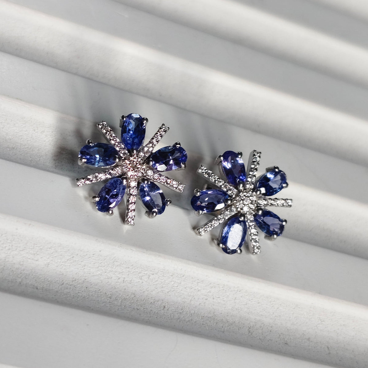 Tanza Bloom Natural Tanzanite Stud Earrings