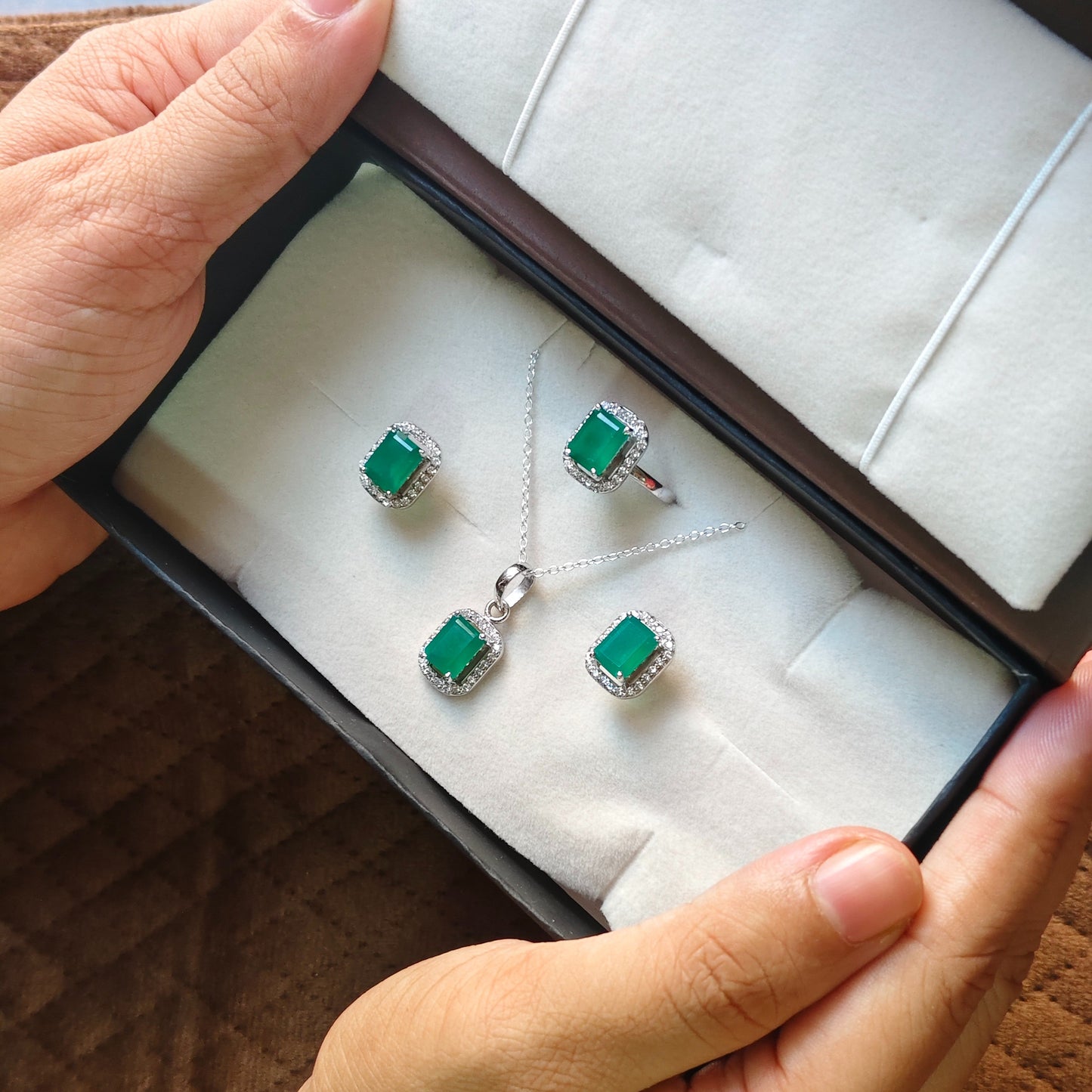 Cherished Charm Natural Green Onyx Set