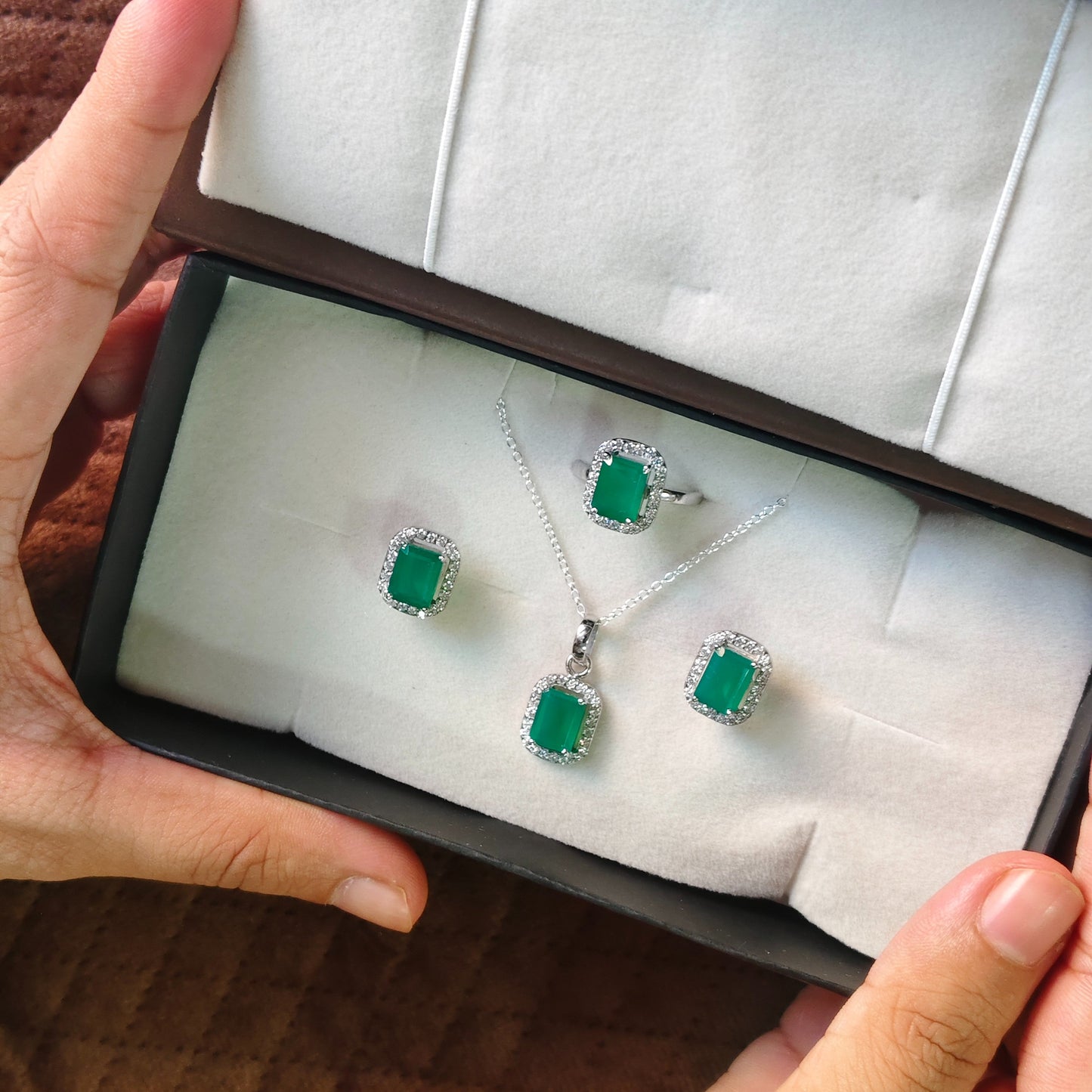 Cherished Charm Natural Green Onyx Set