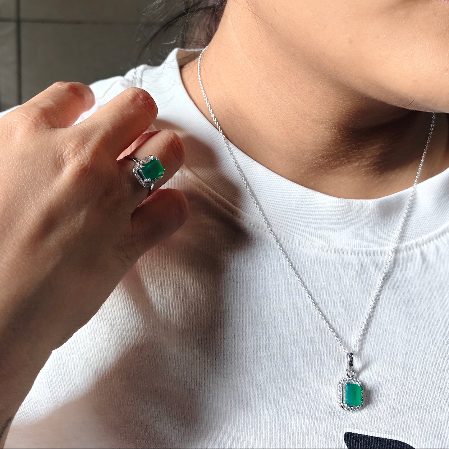 Cherished Charm Natural Green Onyx Set