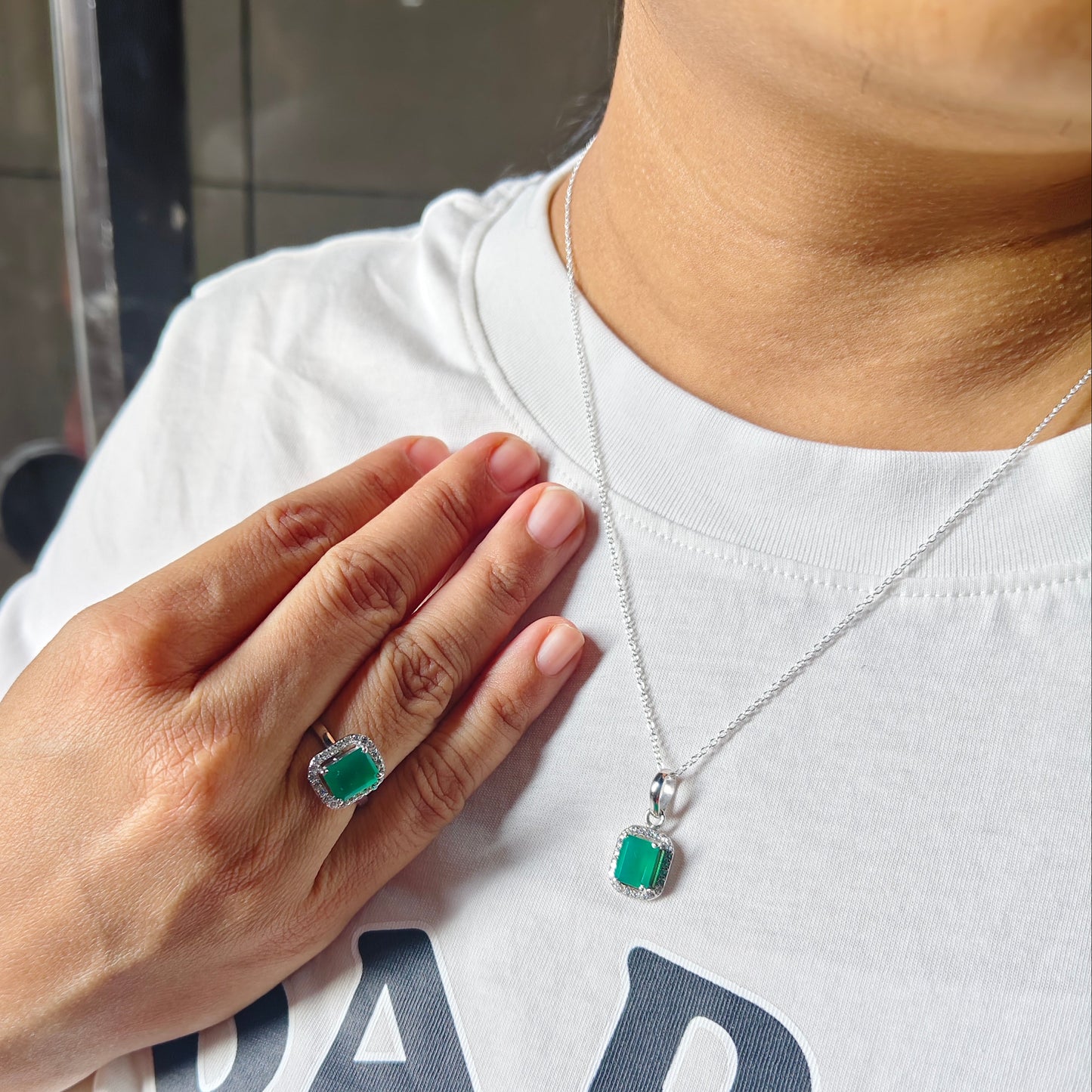 Cherished Charm Natural Green Onyx Set