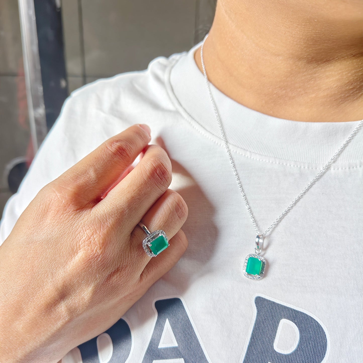 Cherished Charm Natural Green Onyx Set