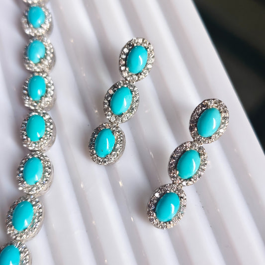 Gemlet Turquoise Necklace With Earrings
