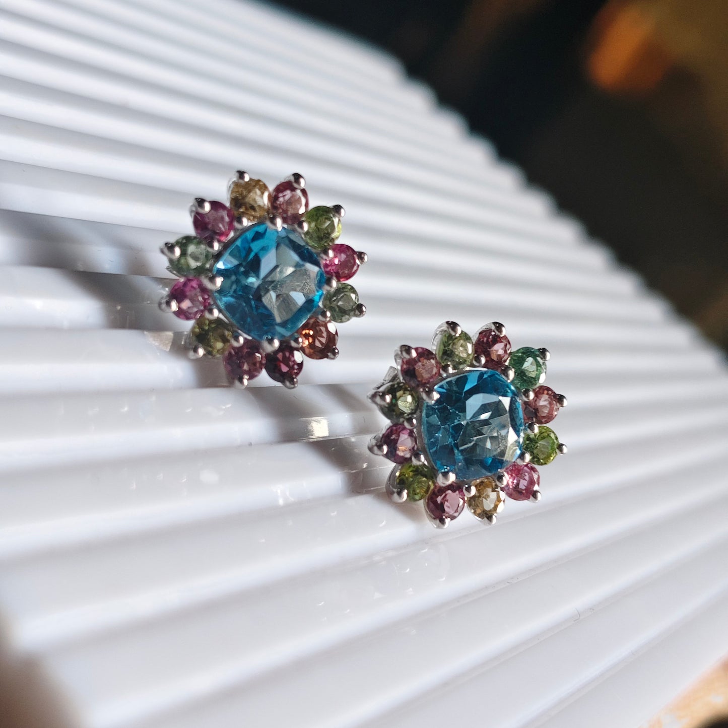 Bloom Royale Swiss Blue Topaz Earrings