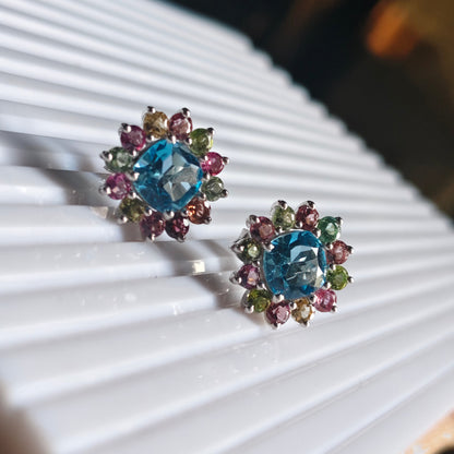 Bloom Royale Swiss Blue Topaz Earrings