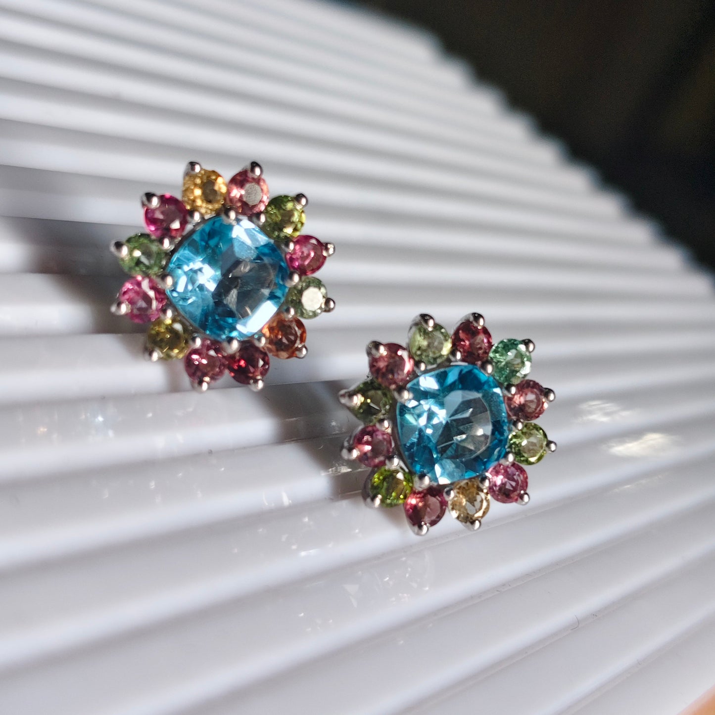 Bloom Royale Swiss Blue Topaz Earrings