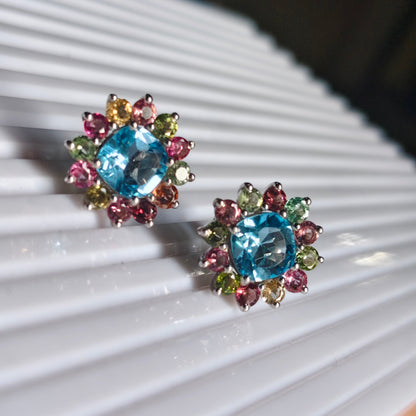 Bloom Royale Swiss Blue Topaz Earrings