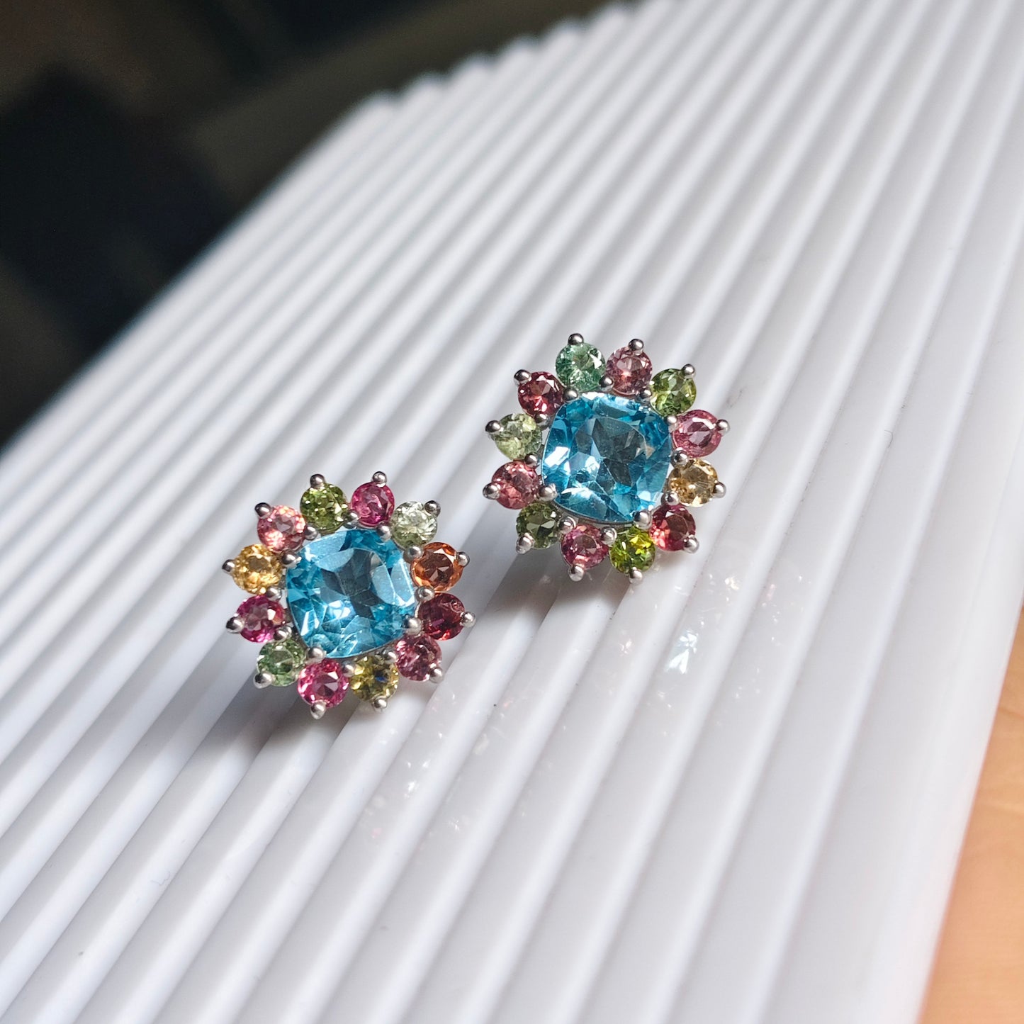 Bloom Royale Swiss Blue Topaz Earrings