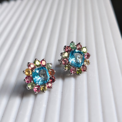 Bloom Royale Swiss Blue Topaz Earrings
