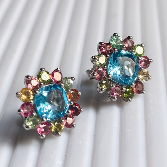 Bloom Royale Swiss Blue Topaz Studs