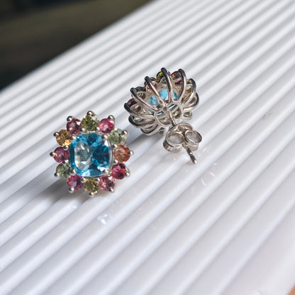 Bloom Royale Swiss Blue Topaz Earrings