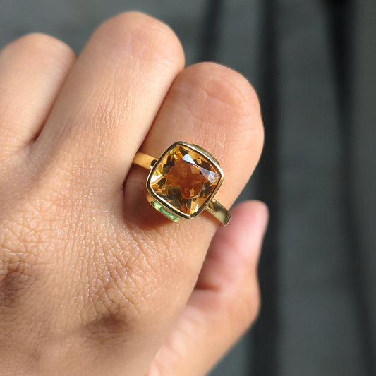 Citriva Natural Citrine Unisex Ring