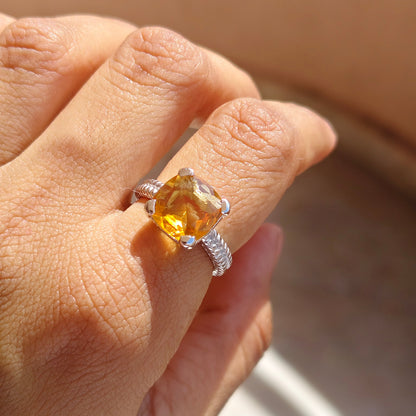 Citrine Crest Raided Band Ring