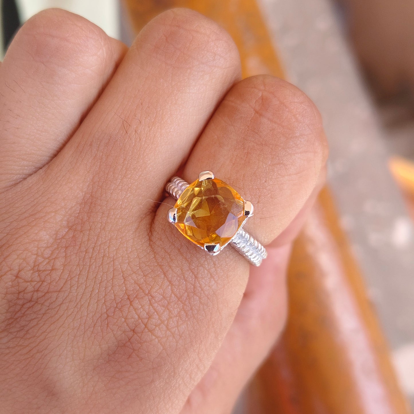 Citrine Crest Raided Band Ring