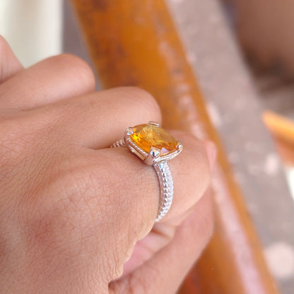 Citrine Crest Raided Band Ring