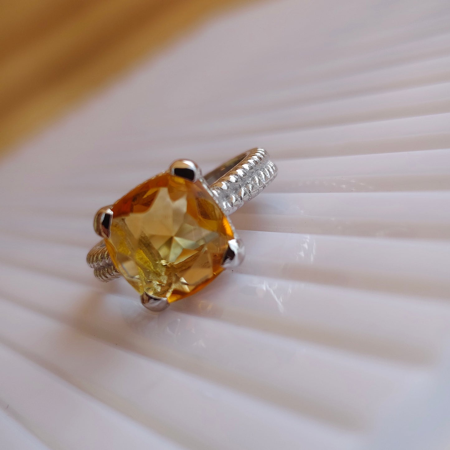 Citrine Crest Raided Band Ring