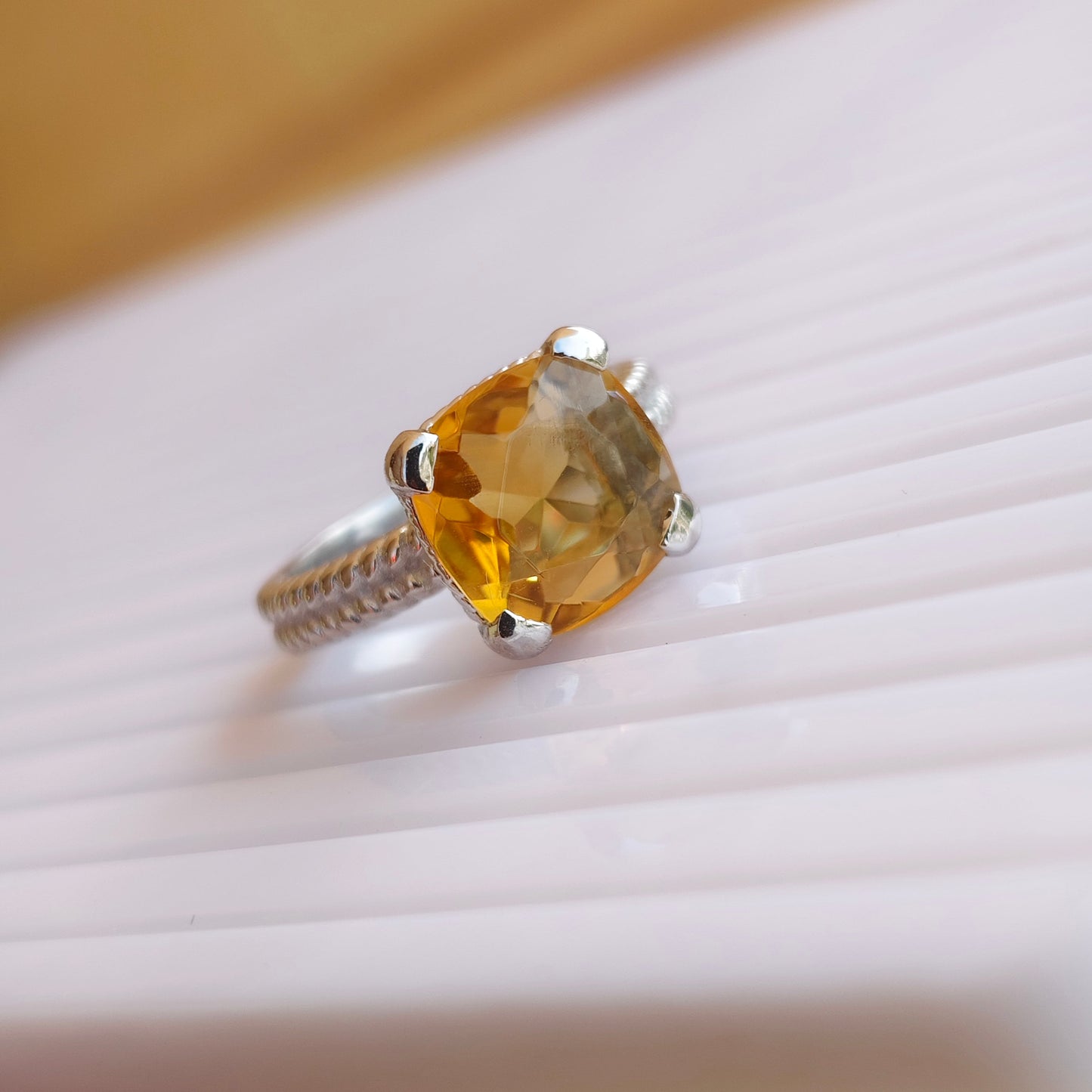 Citrine Crest Raided Band Ring