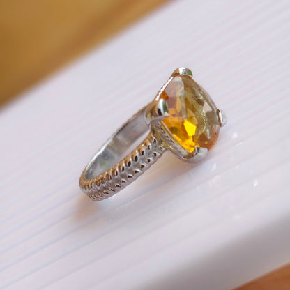 Citrine Crest Raided Band Ring