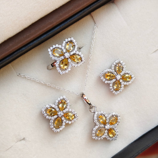 Glamour Fiesta Natural Citrine Sterling Silver Set