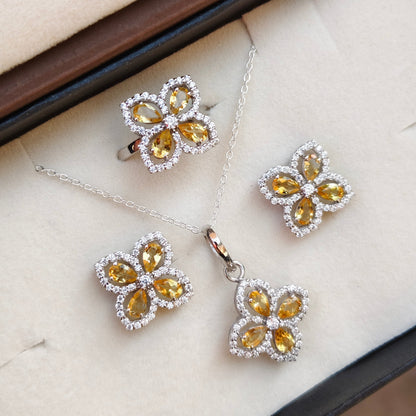 Glamour Fiesta Natural Citrine Sterling Silver Set