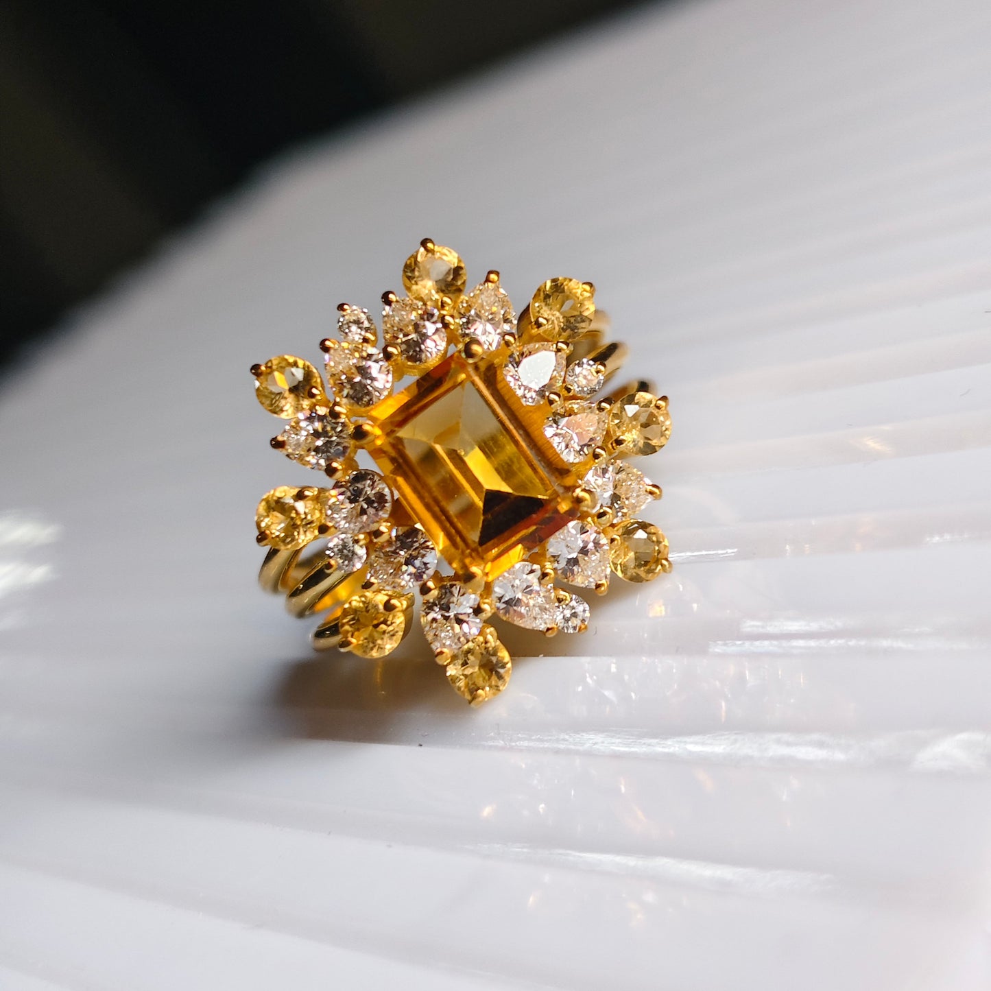 Golden Drizzle Statement Natural Citrine Ring