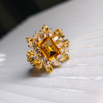 Golden Drizzle Statement Natural Citrine Ring
