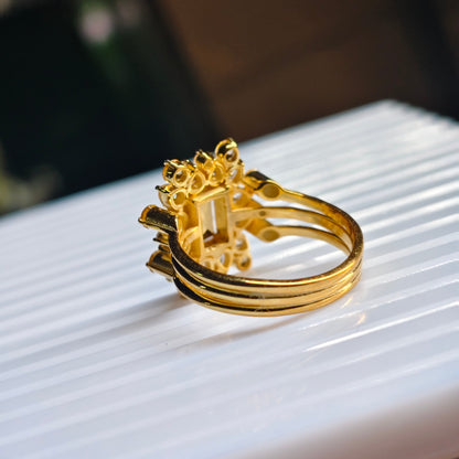 Golden Drizzle Statement Natural Citrine Ring