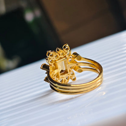 Golden Drizzle Statement Natural Citrine Ring