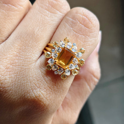 Golden Drizzle Statement Natural Citrine Ring