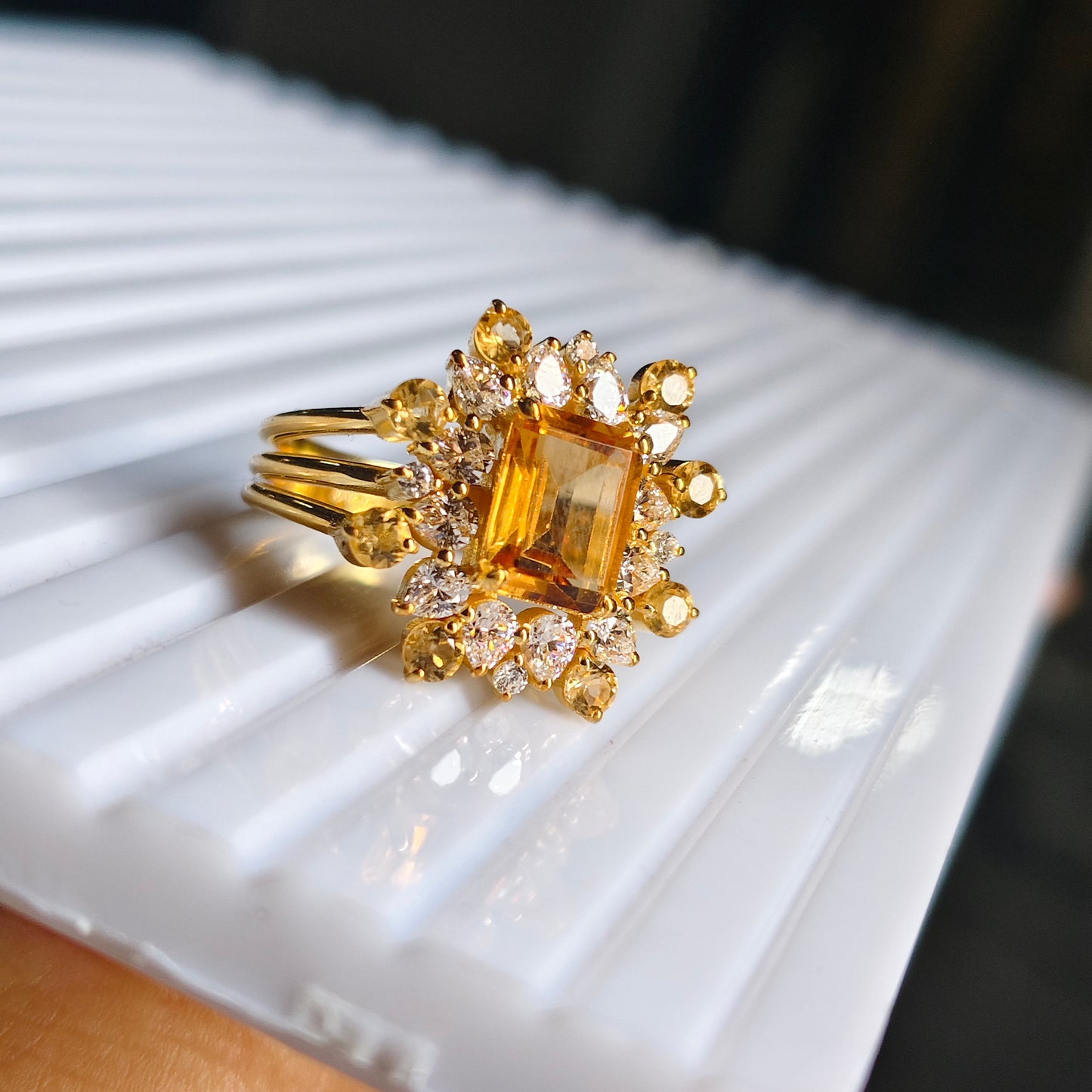 Golden Drizzle Statement Natural Citrine Ring