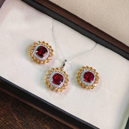 Bloom Royale Natural Garnet and Citrine Set