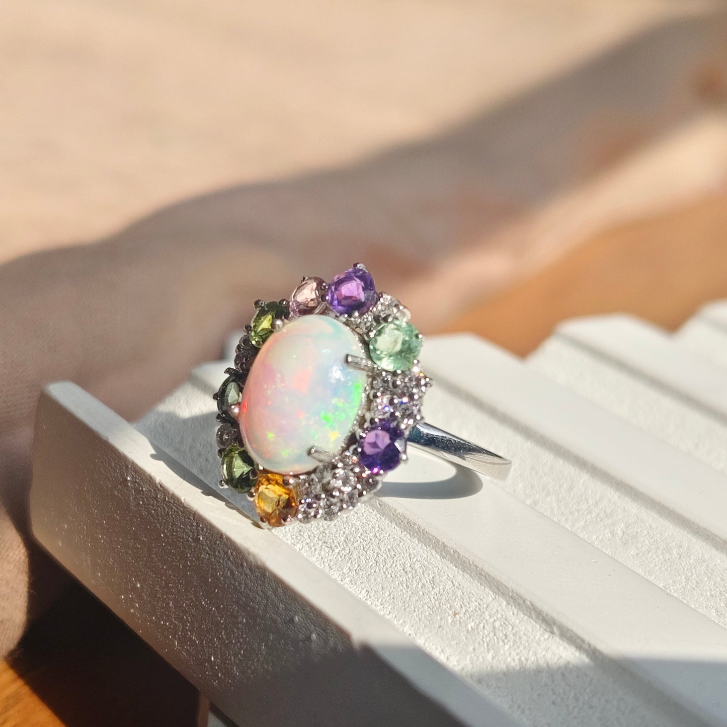Sunburst Natural Opal Ring