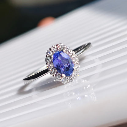 Petite Natural Tanzanite Silver Ring