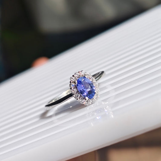 Petite Natural Tanzanite Silver Ring
