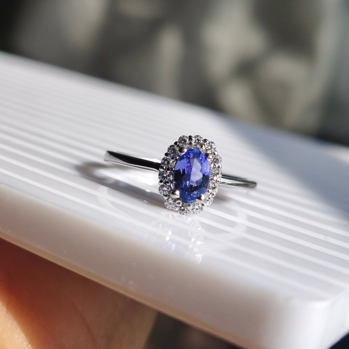 Petite Natural Tanzanite Silver Ring