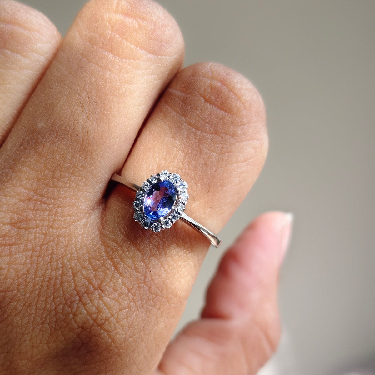Petite Natural Tanzanite Silver Ring