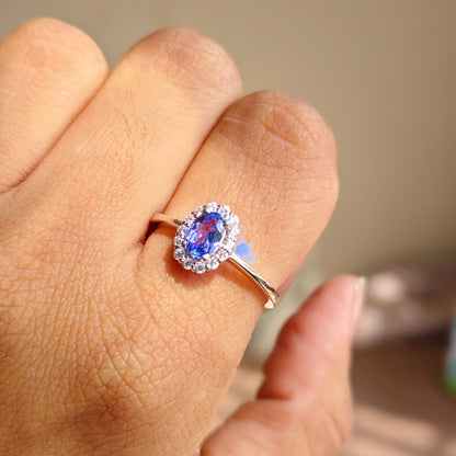 Petite Natural Tanzanite Silver Ring