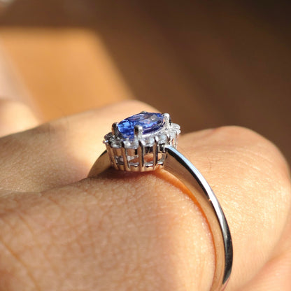 Petite Natural Tanzanite Silver Ring
