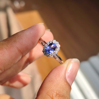 Petite Natural Tanzanite Silver Ring