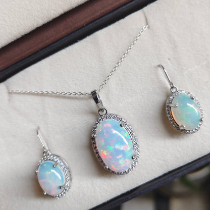 Blossom Natural Opal earrings and Pendant set