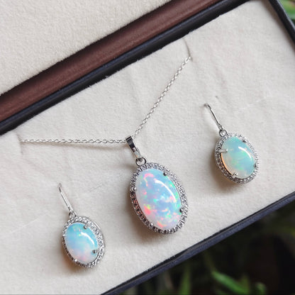 Blossom Natural Opal earrings and Pendant set