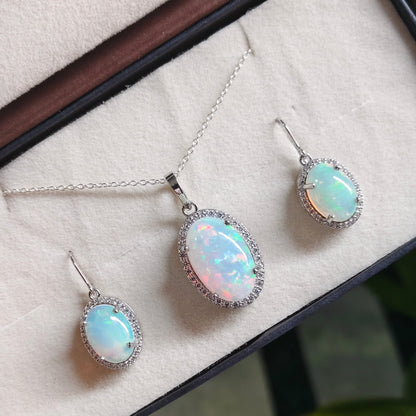 Blossom Natural Opal earrings and Pendant set