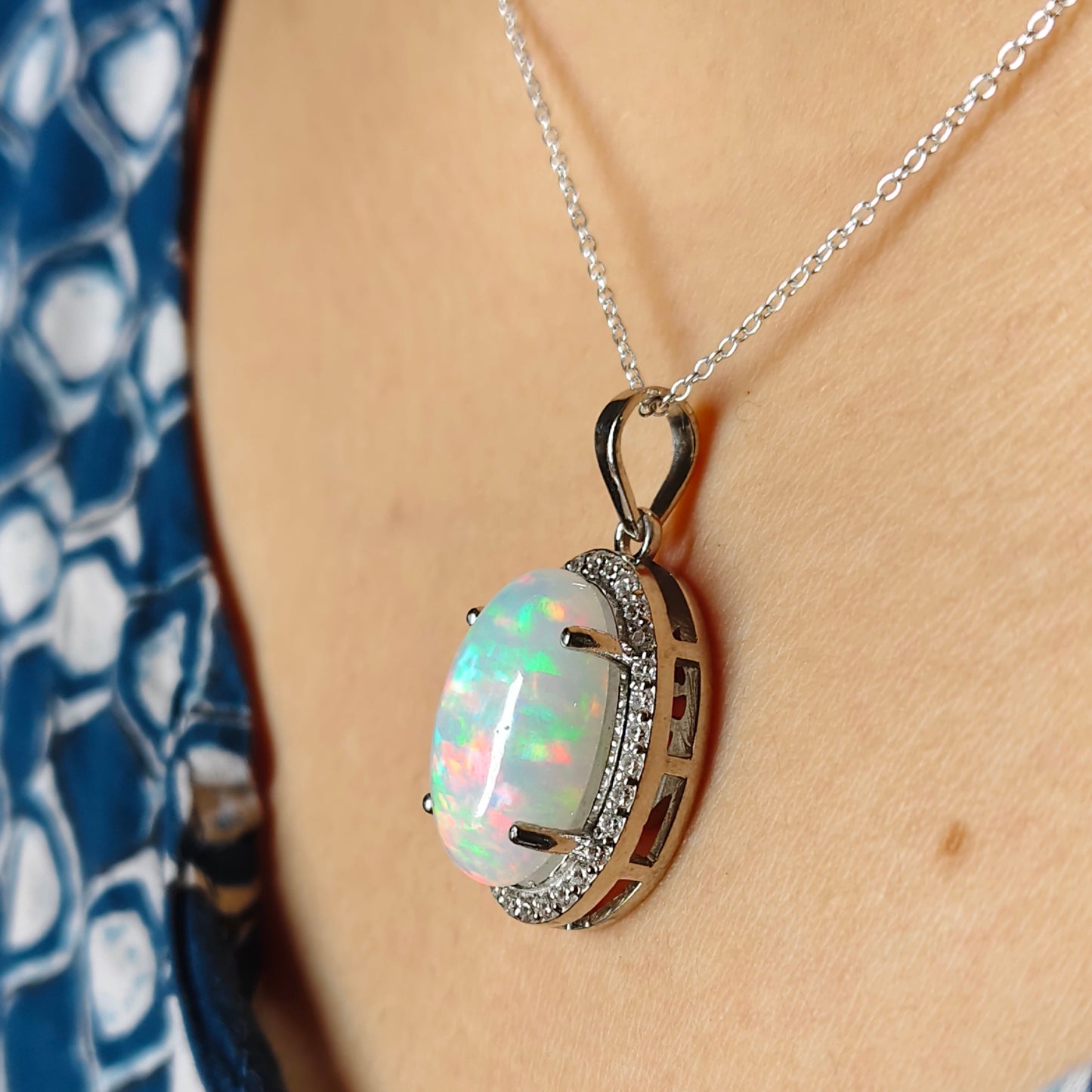 Blossom Natural Opal earrings and Pendant set